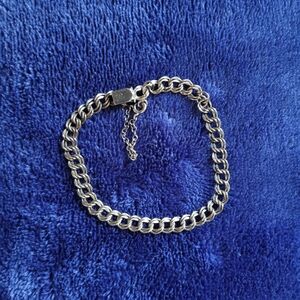 Vintage ELCO Signed Sterling Silver Double Link Safety Chain Bracelet